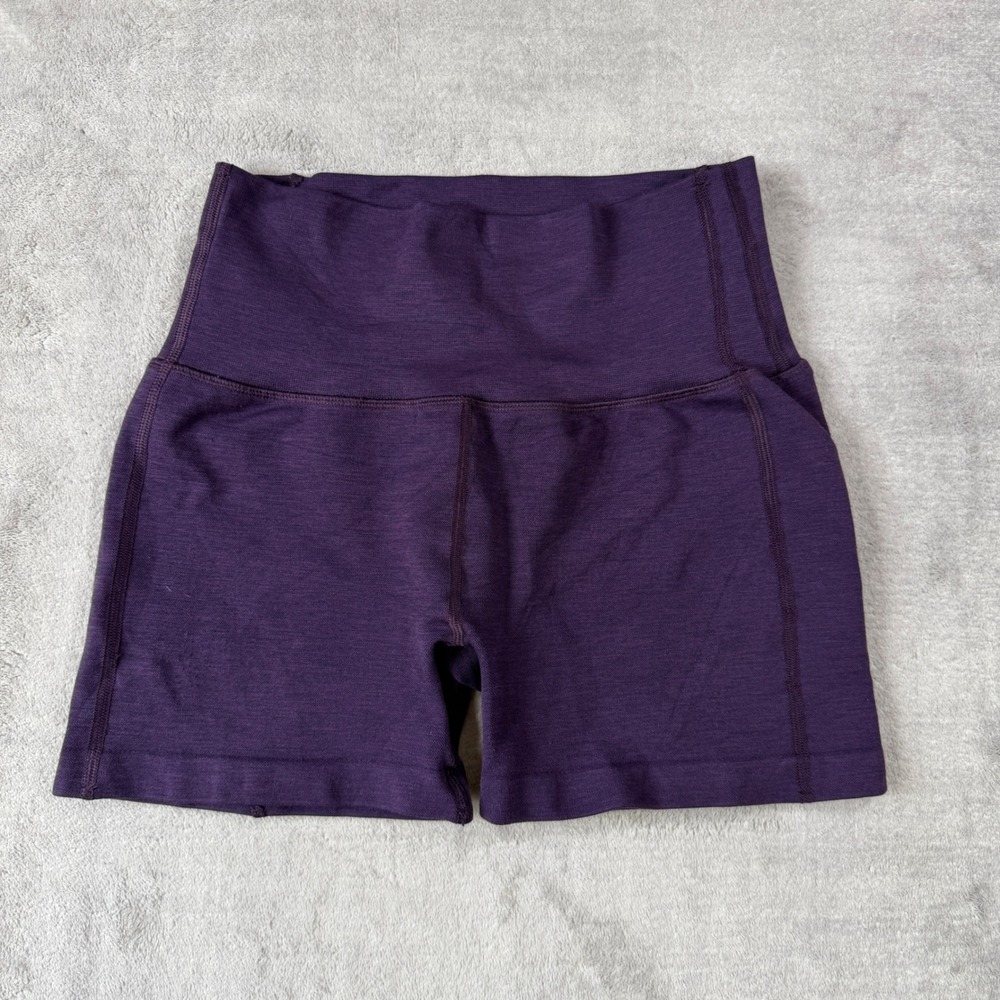 Alphalete Shorts Women Small Purple High Waisted Athletic Marled Biker Gym